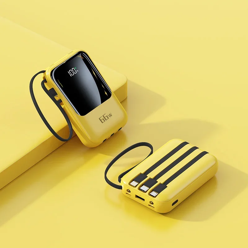 66W Fast Charging 20000mAh Large Capacity Mini Comes with Line Power Bank Fast Charging Portable Mobile Power Supply for Xiaomi 5