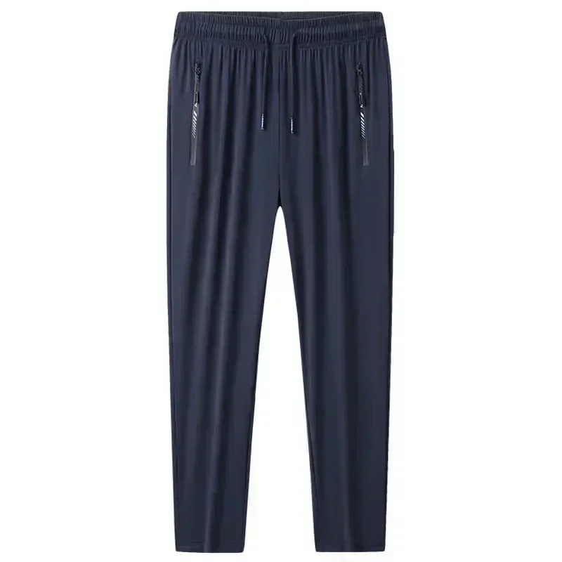 Plus Size 7XL 8XL 9XL Summer Ice Silk Sweatpants Men's High Elastic Gym Joggers Running Quick Drying Sports Pants Men Trousers 4