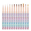 12 Style Mermaid Honeycomb Handle Nail Art Acrylic UV Gel Extension Brush Flower Design Drawing Painting Pen Manicure Set 1