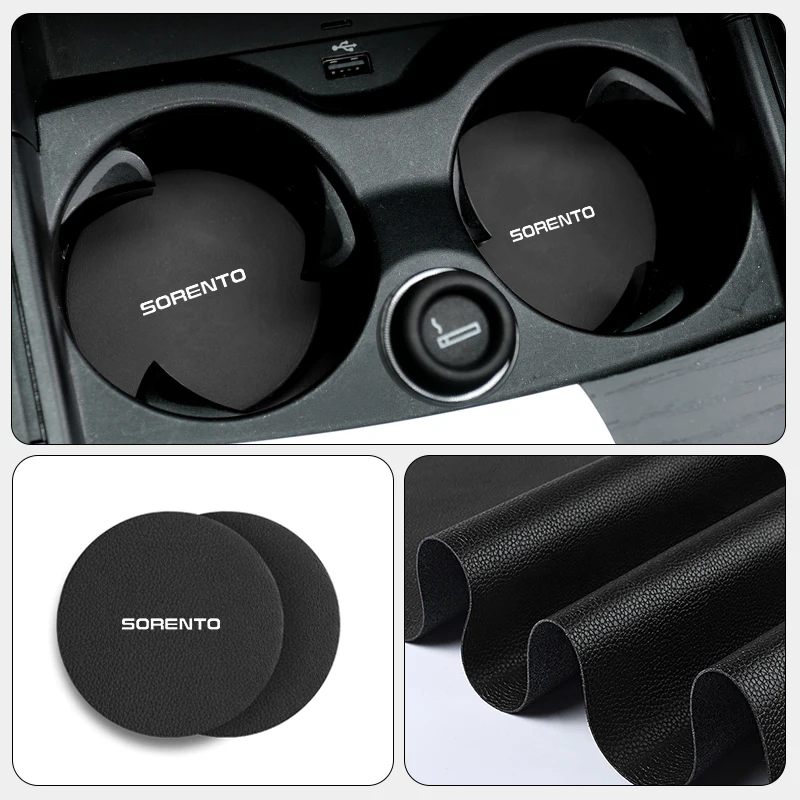 2PCS Car Coaster Water Cup Holder Anti-slip Pad For KIA Sorento Stinger Soul Spectra Niro Cadenza Sephia Carens K5 Optima Cerato