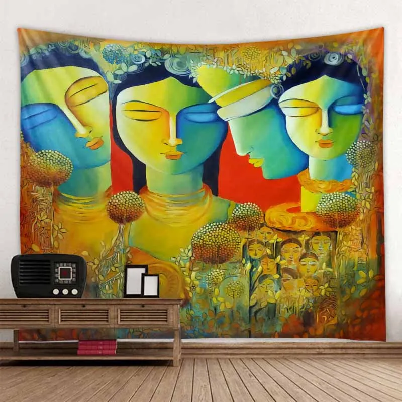 Indian Buddha Art Tapestry Wall Hanging Meditation Mandala Room Wall Decor Boho Home Aesthetics Home Decor Background Fabric