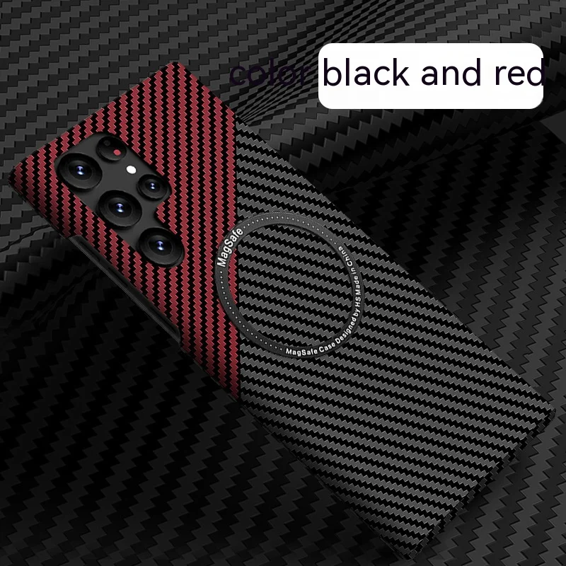 Carbon Fiber Textured Magnetic Phone Case with Shock and Wear Protection