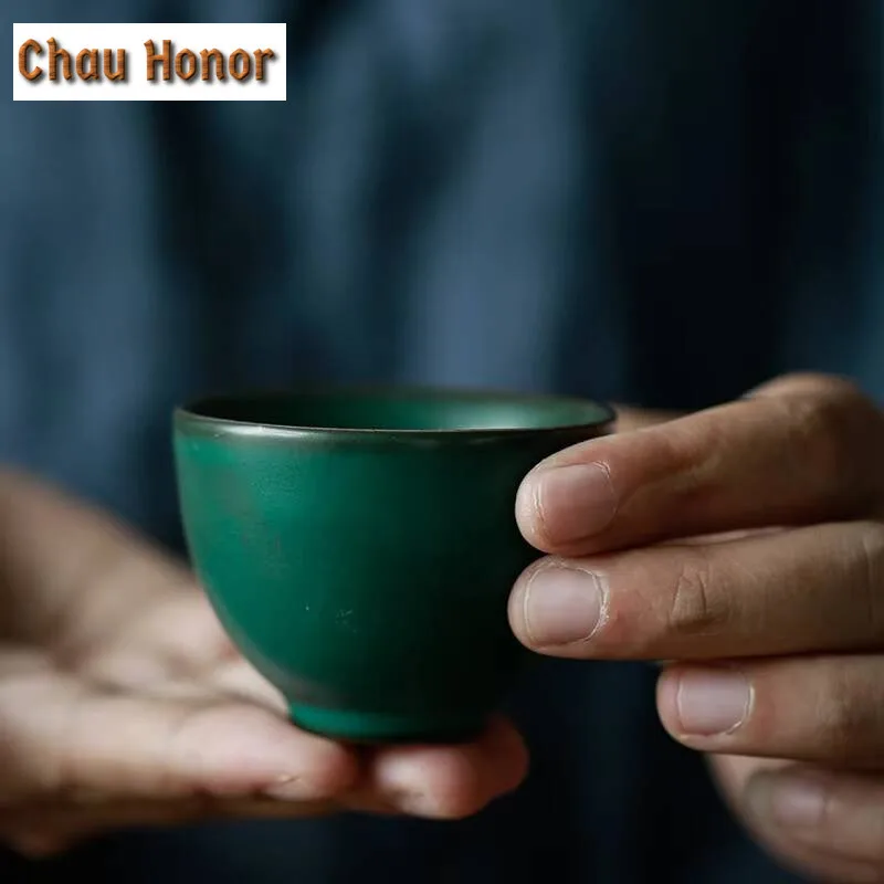 2pc/lot Kungfu Tea Set Tea Cup Master Cup Single Cup Household Small Teaup Ceramic Rough Pottery Creative Smelling Cup Bowl 45ml