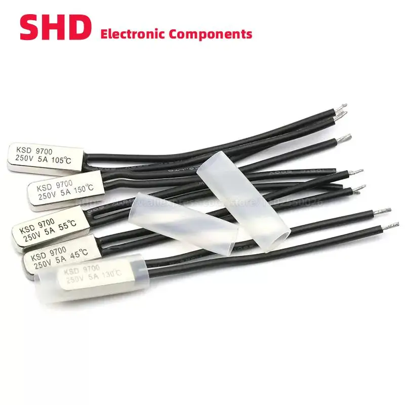 5 Pz Ksd9700 Normalmente Chiuso 5A 250V 55 75 90 100 110 145 Gradi Celsius Termostato Protezione Termica Fusibili Interruttore Di Temperatura