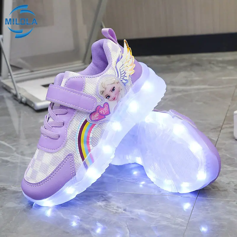 deporte con iluminación LED para niños y niñas, zapatos transpirables de primavera, con suela suave, Elsa _ - AliExpress Mobile