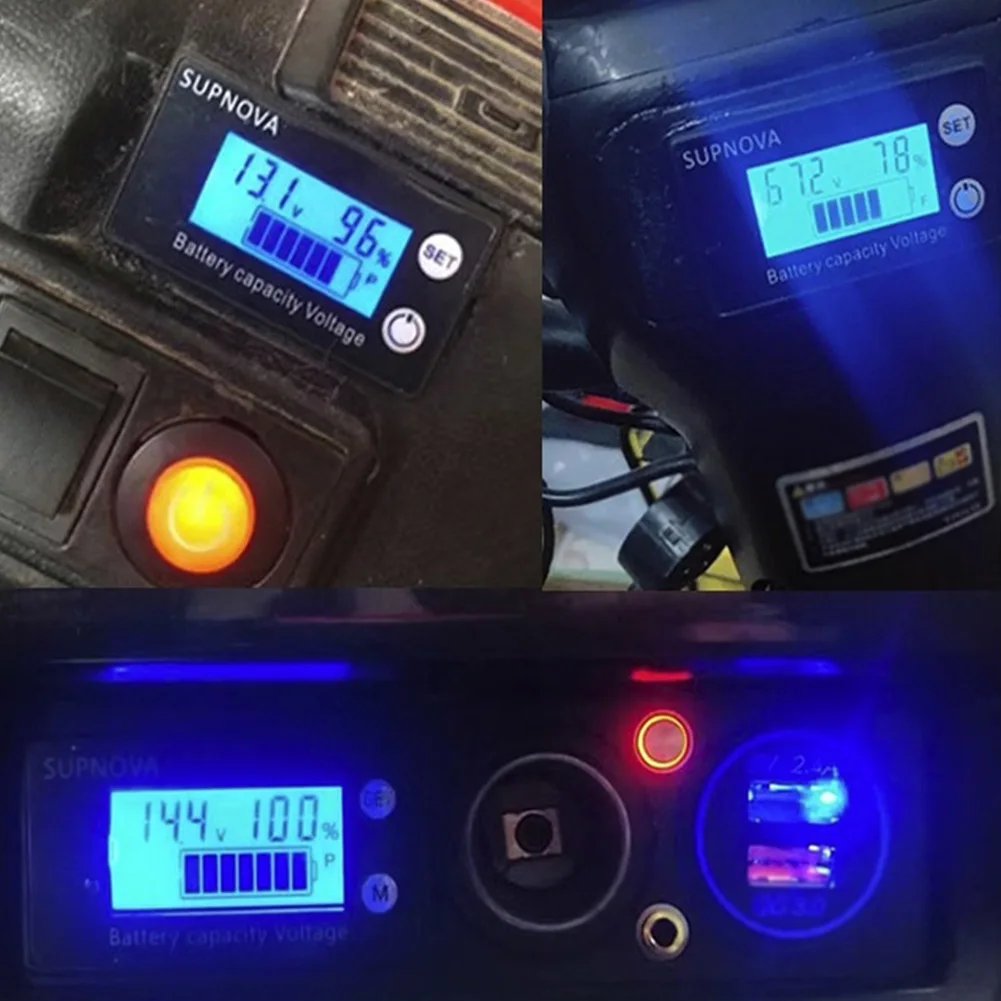 DC 8V-100V 디지털 전기 미터 LCD 자동차 배터리 충전 수준 표시기 리튬 배터리 용량 측정기 전압 측정기 테스터
