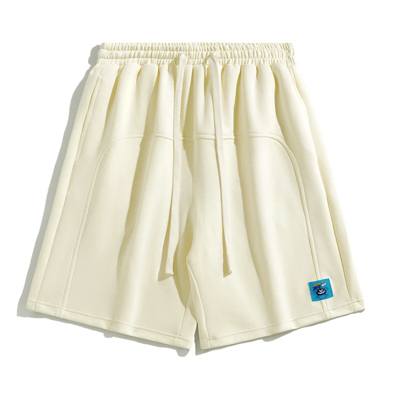 Fashion Lace Up Spliced Solid Color Casual Shorts Men's Clothing 2024 Summer New Loose Elastic All-match High Waist Knee Shorts