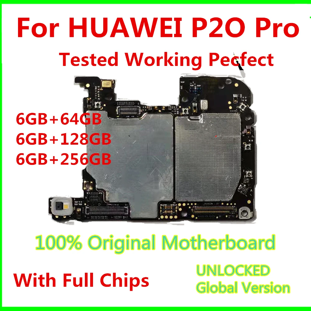 

For HUAWEI P20 Pro 100% Clean Replaced Original Motherboard 64GB128GB 256 ROM 6GB RAM Mainboard Android OS Logic Board With Chip