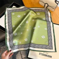 100% Silk Scarf Bandana Women Square Scarves Wrap Kerchief Green Mulberry Silk Spring Fashion Luxury High Quality Headband Hijab - Image 2