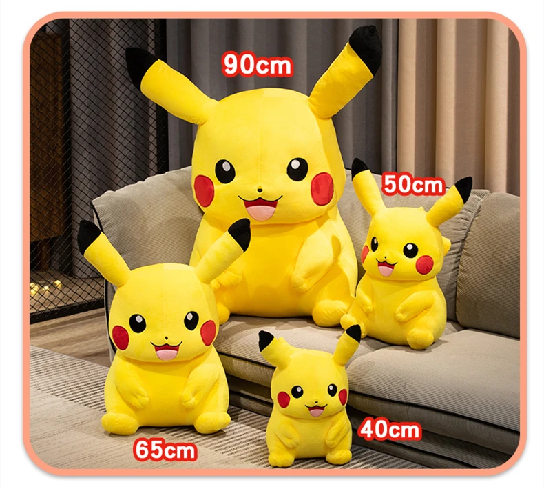 Soft Cuddly Pikachu Plush Toy Lovely Big Size Pikachu Doll Stuffed Cartoon Anime Hug Plushies Birthday Gifts For Fans