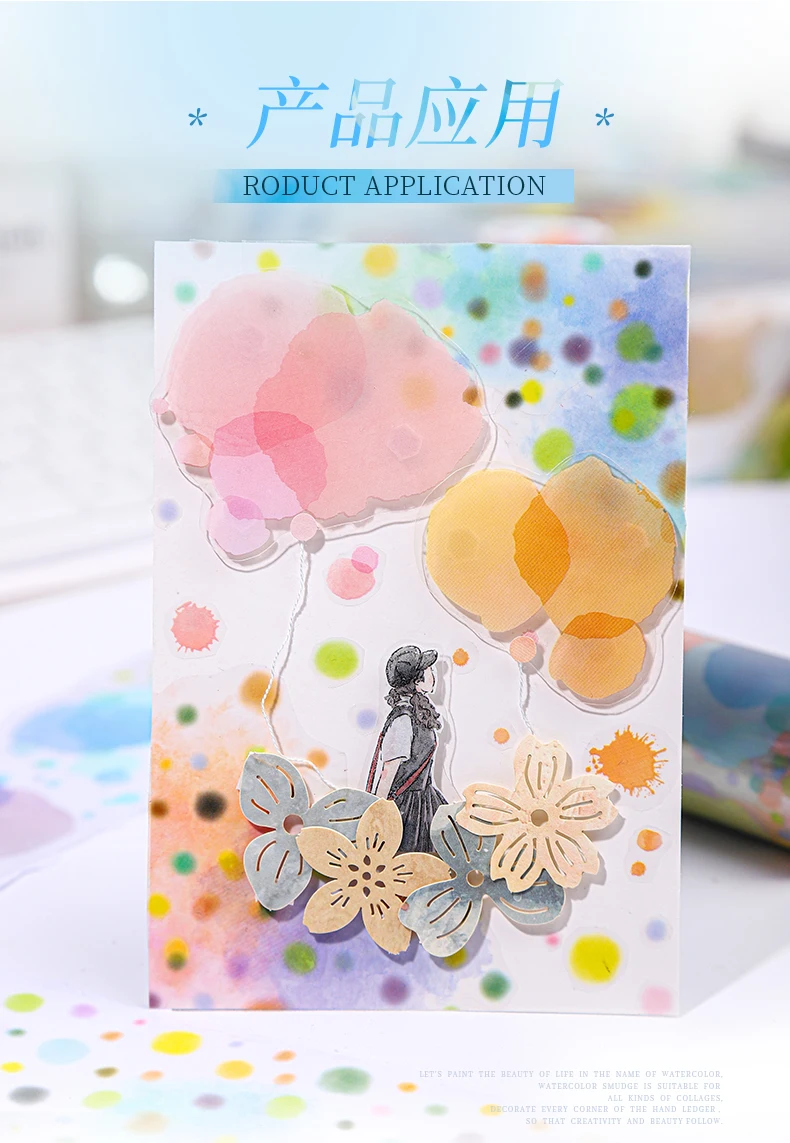 60mm * 2m PET Klebeband Aufkleber Kreativität Scrapbooking Hand Konto Klebstoff handgemachte Diy Junk Journal Handwerk liefert – Detail 10