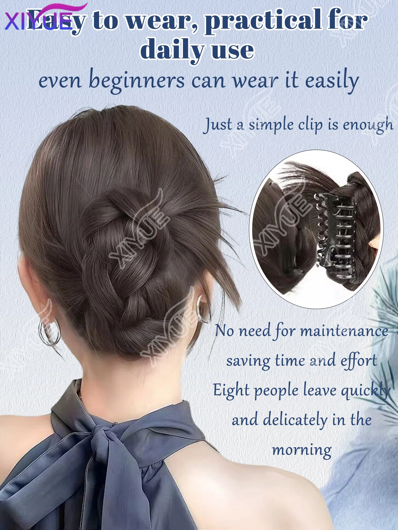 XIYUE 합성 튀김 반죽 꽈배기 모양 헤어핀 여성용 꽃봉오리 머리핀 풍성한 헤어 가발 가방