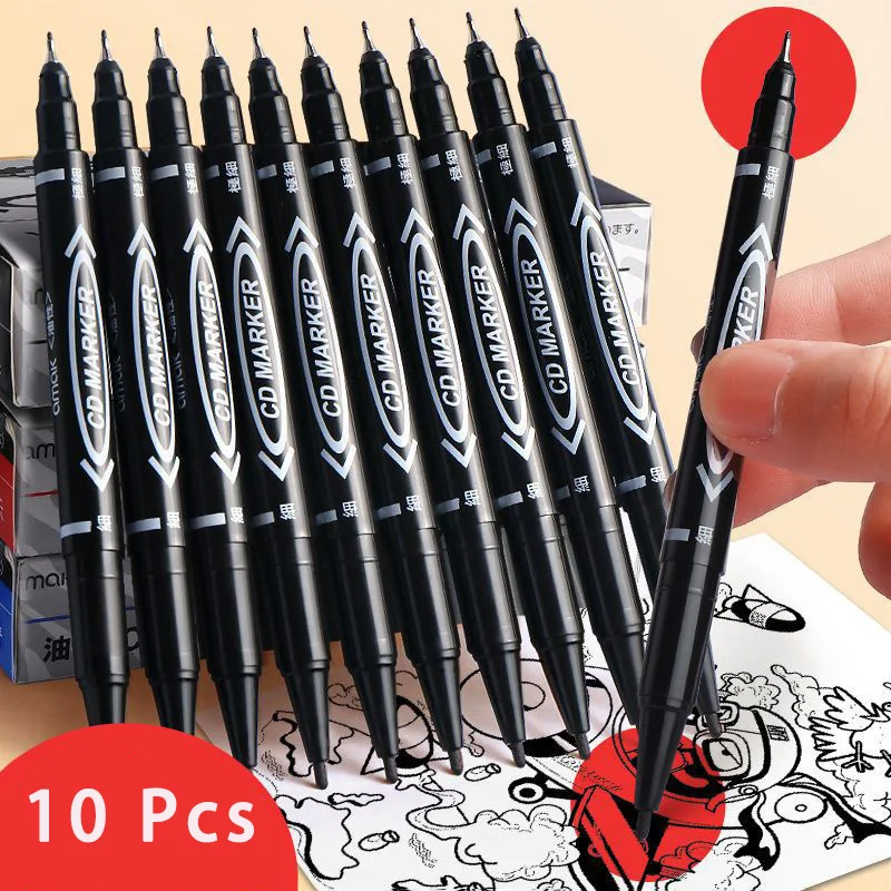 더블 팁 블랙 블루 레드 잉크 영구 페인트 마커, 플라스틱 나무 금속 유리 낙서 마킹, 그래피티 미술 용품, 6 개, 10 개 