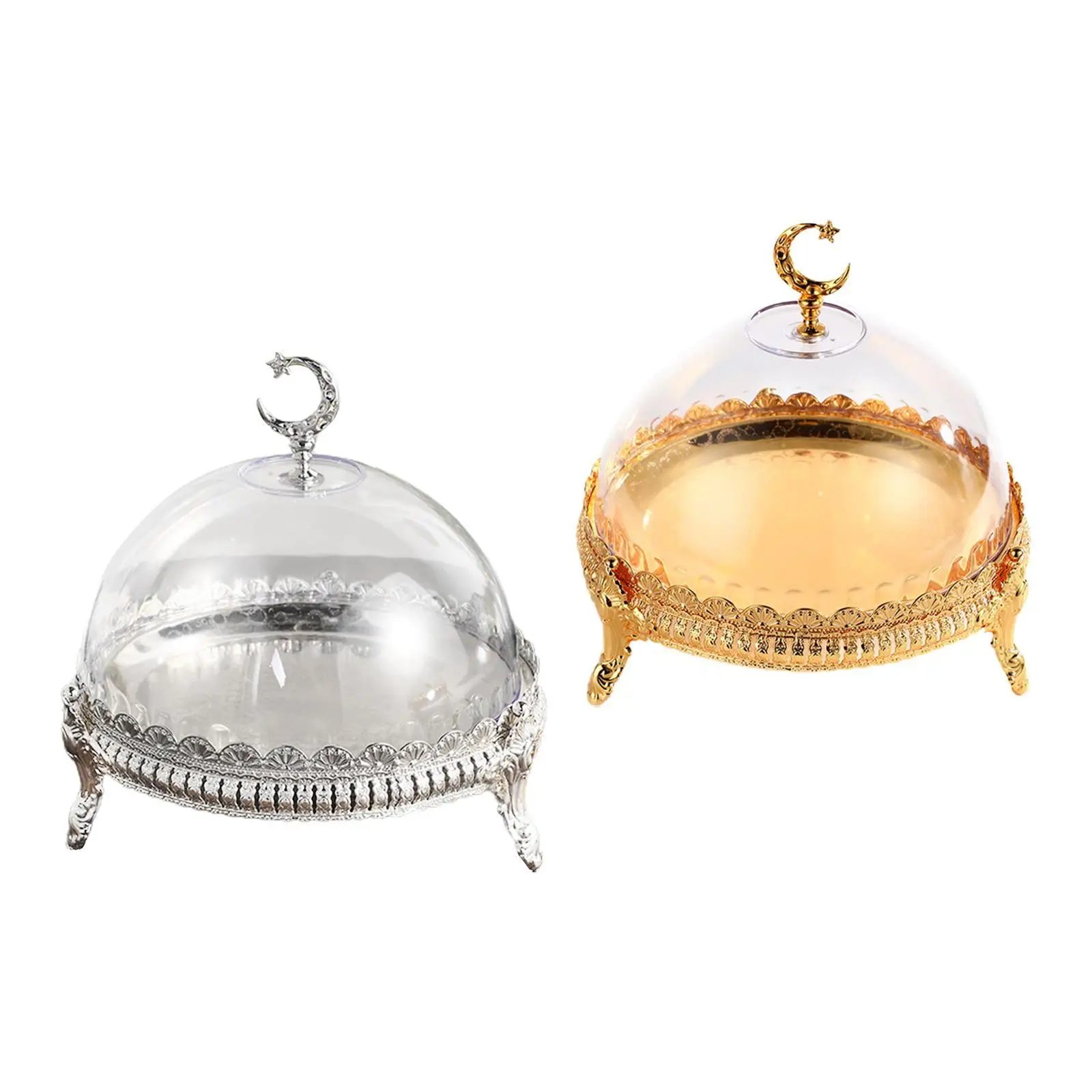 Cake Stand with Acrylic Dome Dried Fruit Fruit Dessert Plate Snack Decor Ramadan Tray Candy Dome for Wedding Parties Festivals 3