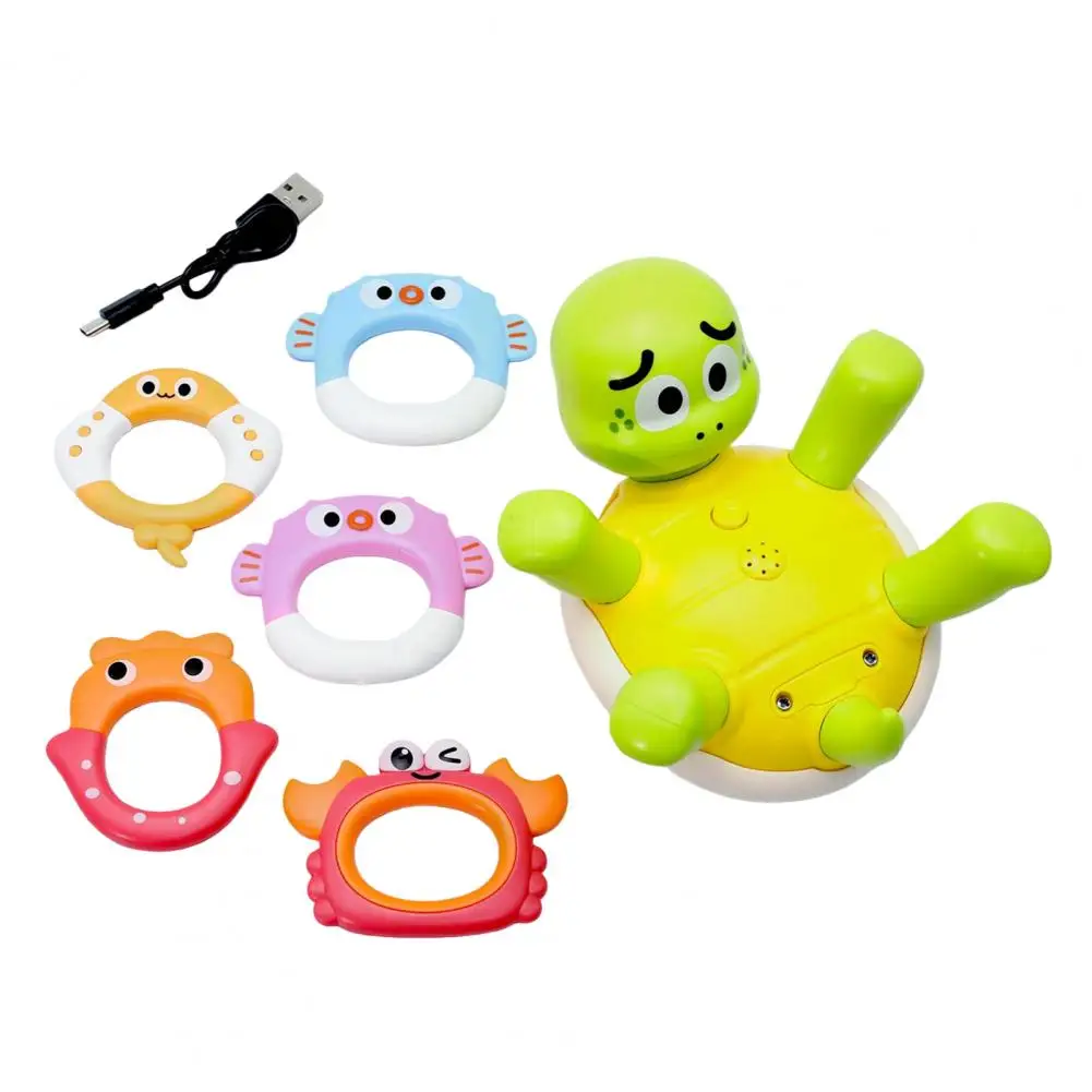 Baby Bathtub Toy Educational Water Play Toy Set for Kids Water-squirting Turtle Ring Toss Game Boys for Toddlers