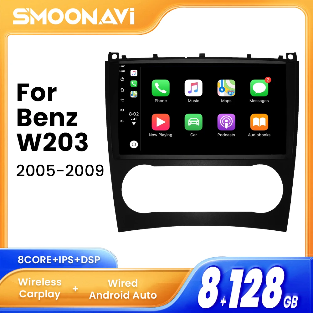 

Беспроводная Автомагнитола Carplay Android для Mercedes Benz C Class W203 2005-2009 C200 C230 C240 C320 C350 CLK W209 GPS AI Voice