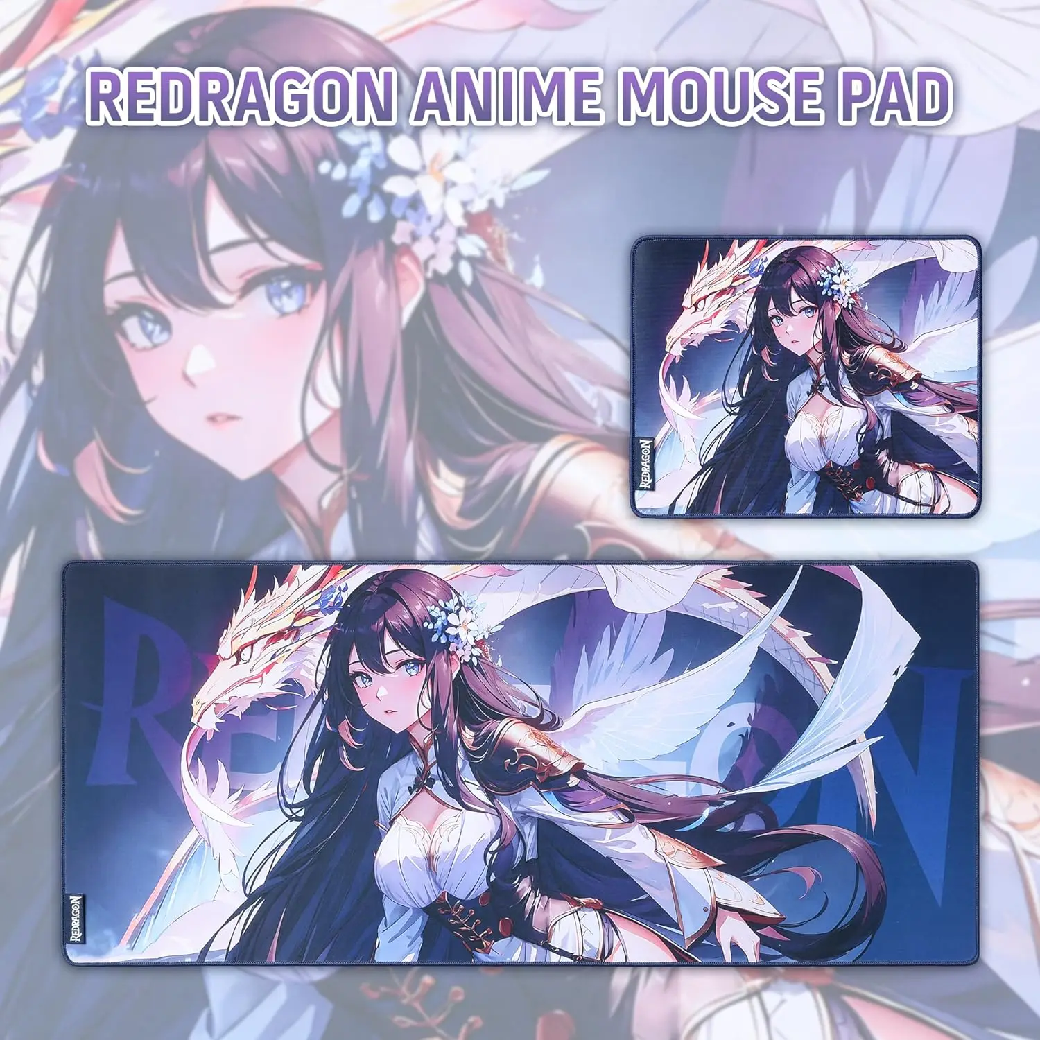 Redragon P046 Anime Gaming Mouse Pad-Smooth Lycra Surface, Anti-Slip Rubber Base, Spill-Resistant, Durable 5mm Thick