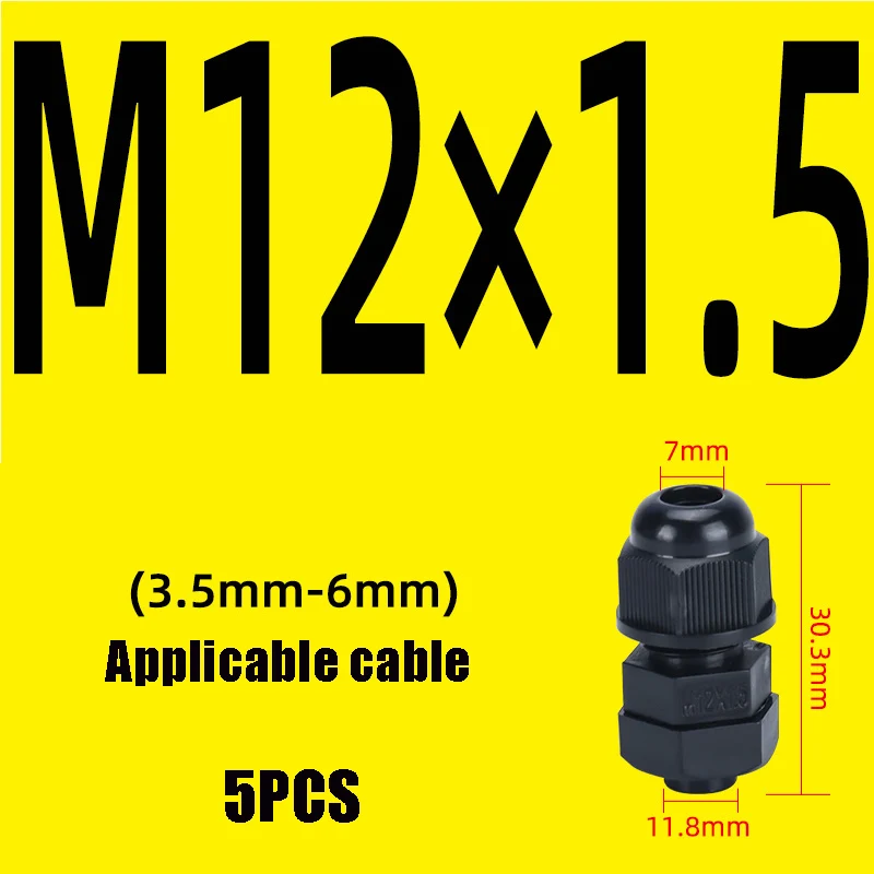 5PCS Waterproof Cable Glands Black White PA66 Nylon Sealing Glands M8 M10 M12 M16 M20 M25 M32M36 IP68 Cable Fixing Link