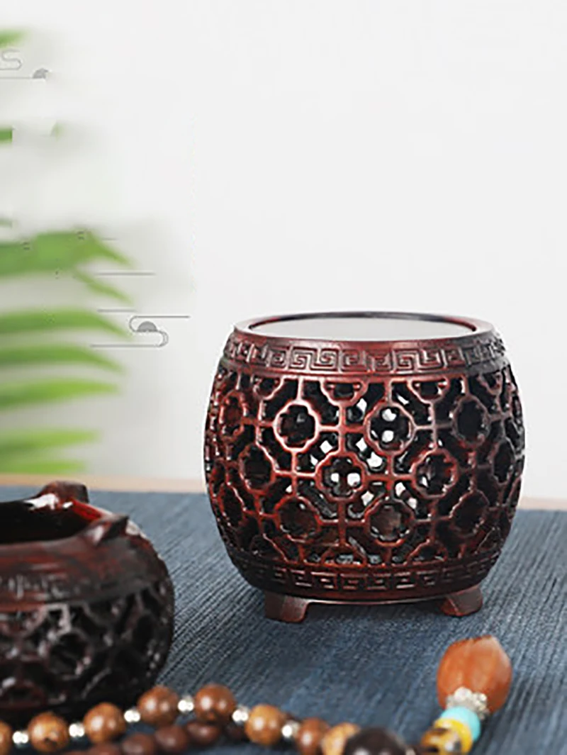 Round Shape Wooden Pedestal Display Stand, Hollow Out Handicraft, Decorative Base for Craft Teapot Plants, Ornaments Display