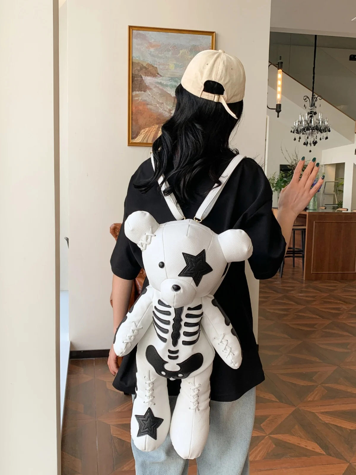 Cute Bear Cartoon Dual oulder Bag 2024 New Sle Travel Single oulder Bapa for Young Women Soft Handle Polyester 