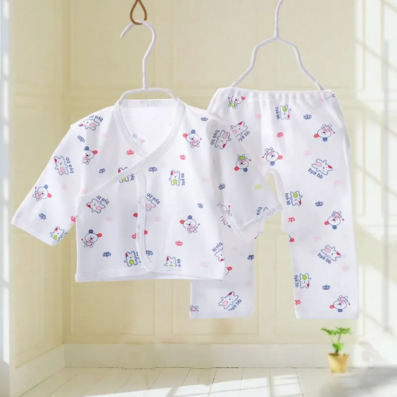 Baby Pajama Set Newborn Baby Unisex Cotton Soft Skin-Friendly Cartoon Print Pajama Sets Long Sleeve Home Sleepwear Set