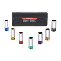 VEVOR 1/2 inch Drive Metric 6-Point Deep Socket Set, 7 Total Lug Nut Sizes 17/19/21/22/23/24/27mm, for Auto Repair 1