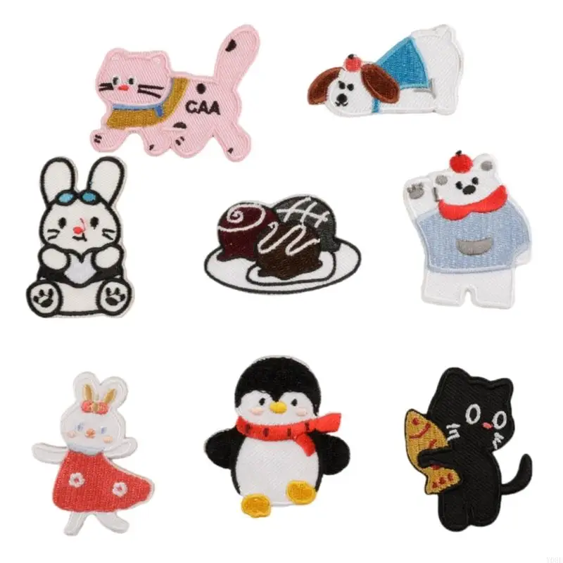8 PCs schöne Kaninchen Reparaturflecken Eisen auf gestickten Flecken Cartoon -Katzen nähen dekorative Applikationen für Kleidung – Detail 8