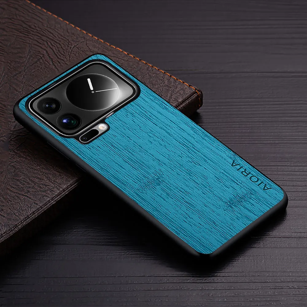 Straight Wood Grain PU Leather Phone Cover - Premium Case