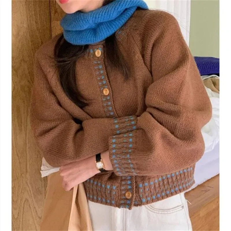 Autumn and Winter New Women's Clothing with Rotator Sleeves Long-sleeved Sweater Fashion Cardigan Single-breasted Knitwear coat