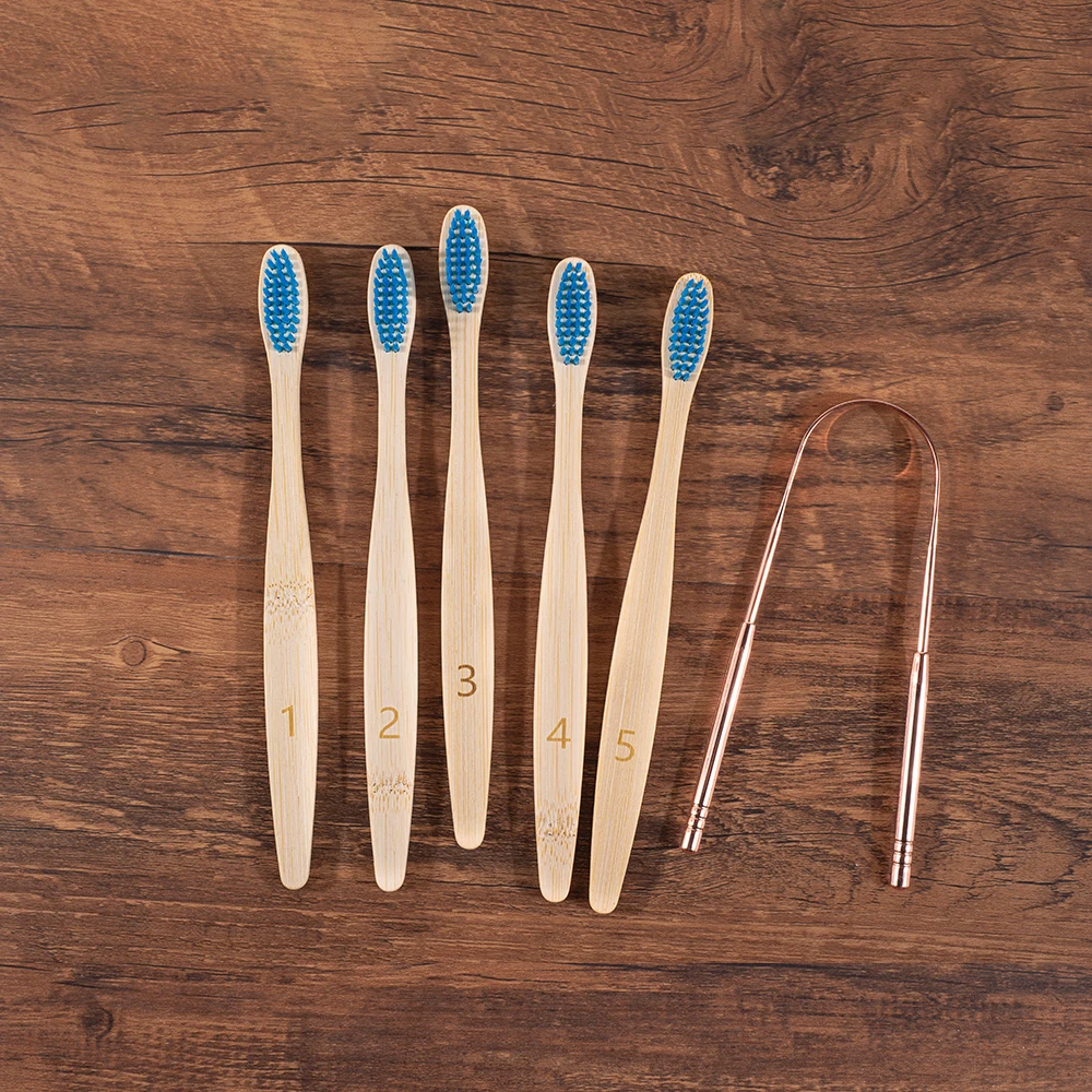 

Natural Bamboo Toothbrush Tongue Scraper Sets Tooth Brush for Adults Dental Oral Hygiene Tooth Cleaning Teeth Eco Toothbrushes