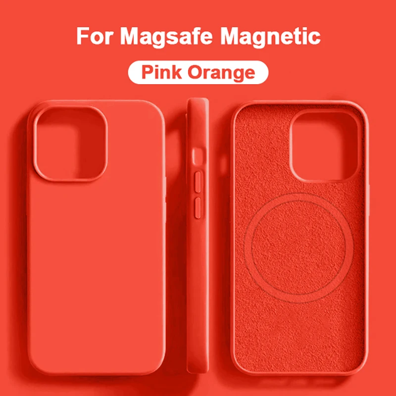 thumbnail image 1 of Luxury Liquid Silicone Magnetic Case For iPhone 15 14 13 12 11 Pro Max Plus Cases For Magsafe Shockproof Soft Cover, 1 of 5