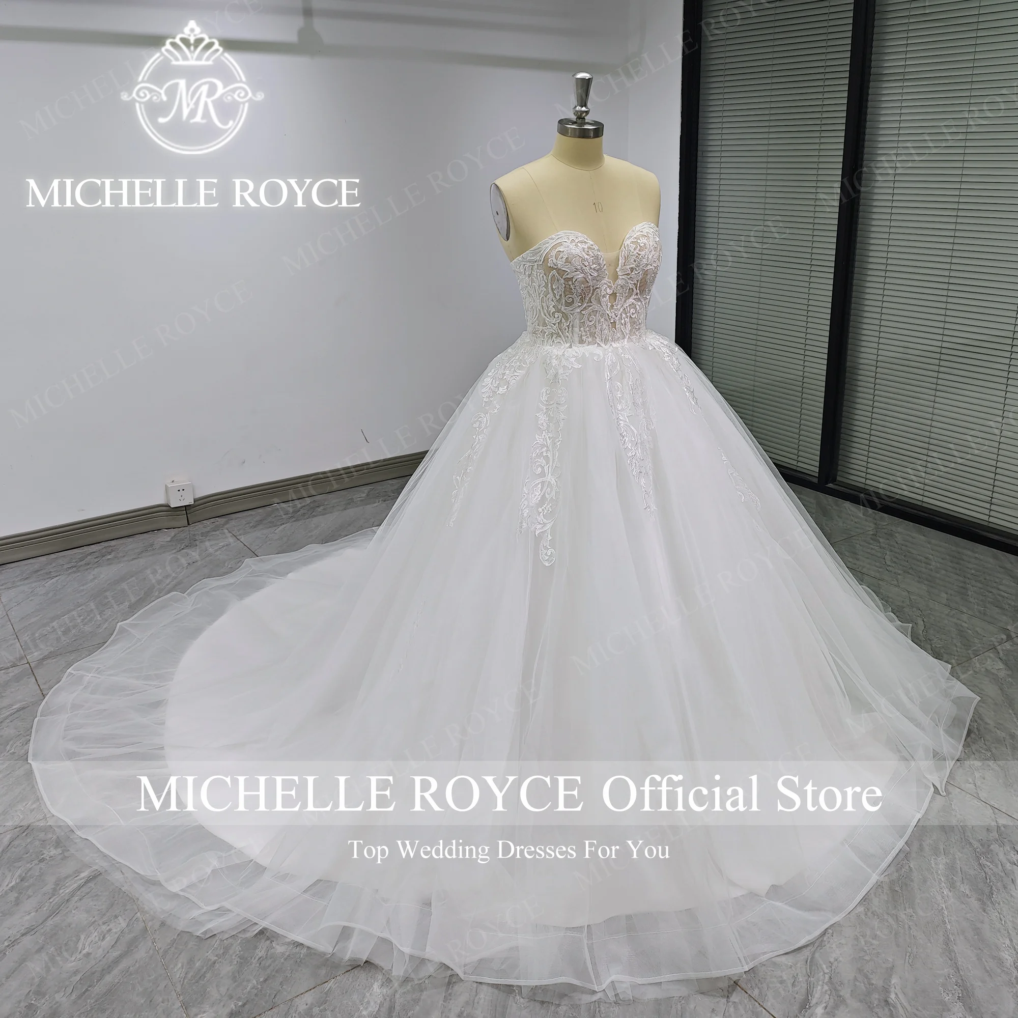 

Michelle Royce Ball Gown Wedding Dress 2024 Bride Sweetheart Flowers Appliques High-end Strapless Wedding Gown Vestidos De Novia