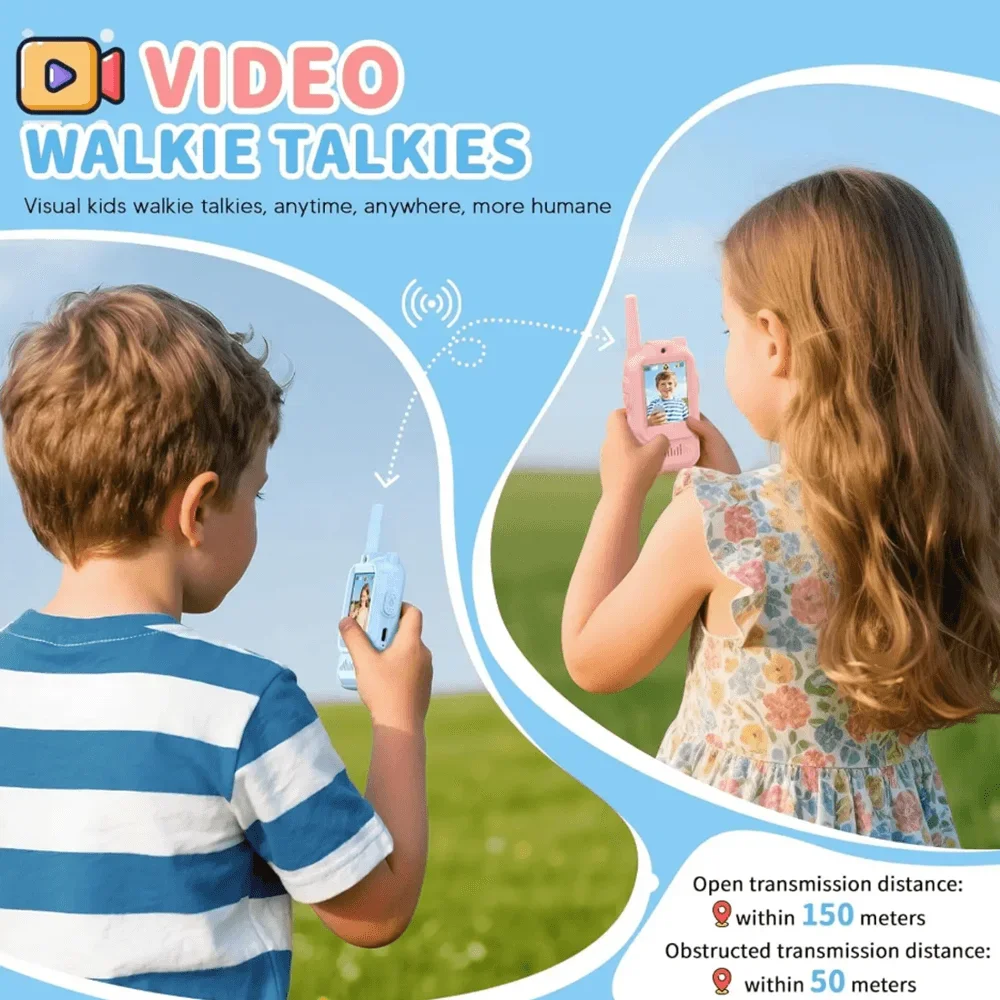 Kids Video Walkie Talkie 2" HD Screen USB-C Rechargeable One-Click HD Call Intercom For Children Gadgets Christmas Birthday Gift