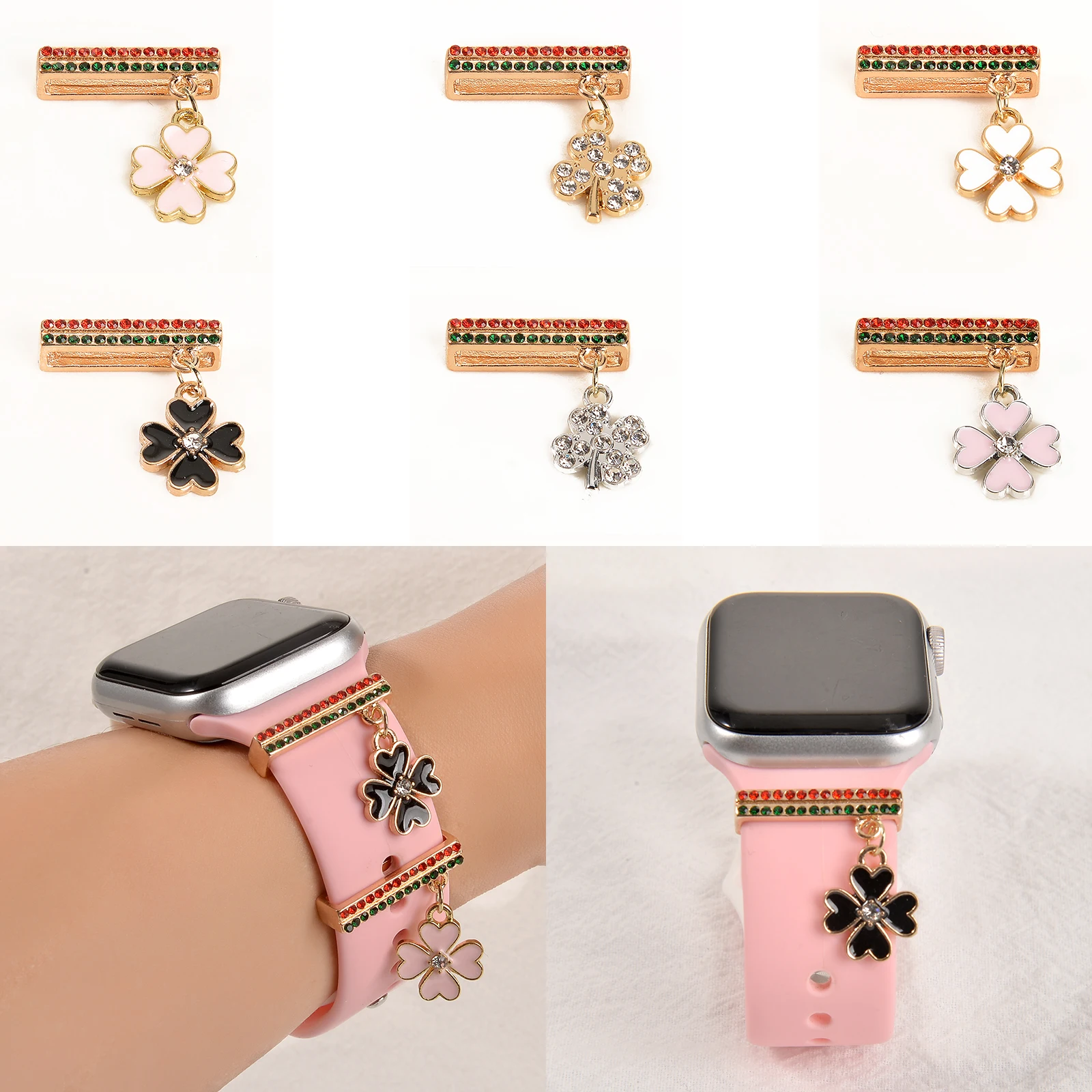 Smart Watch Silicone Strap Accessories 5pcs Diamond Ring For Apple Watch 7  6 5 For Samsung Galaxy Watch Band Ornament Nails - Watchbands - AliExpress