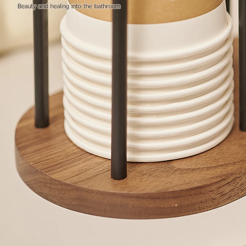 Luxury Walnut Wood Cup Holder Coffee Station Paper Cup Rack For Plastic Cups Storage Milk Tea Organizer Office Disposable