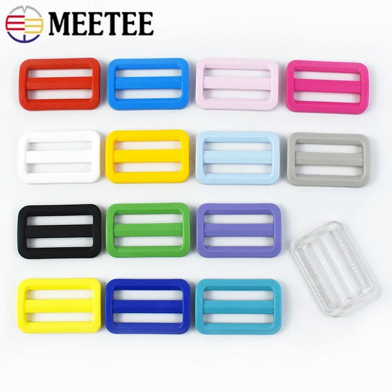

20/30/50Pcs Meetee Plastic Tri-Glide Ring Buckles 25/32/38mm Webbing Adjust Clasp Backpack Strap Connection Buckle DIY Accessory