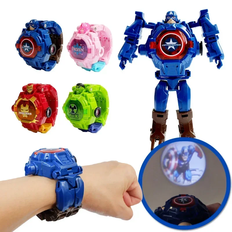 

4 Style Disney Spiderman Frozen Children's Watch Action Figures For Kids Marvel Ironman Superhero Watch Anime Figures Boys Girls