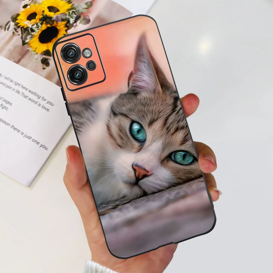 Floral Cat Design Soft Silicone TPU Back Cover Phone Case