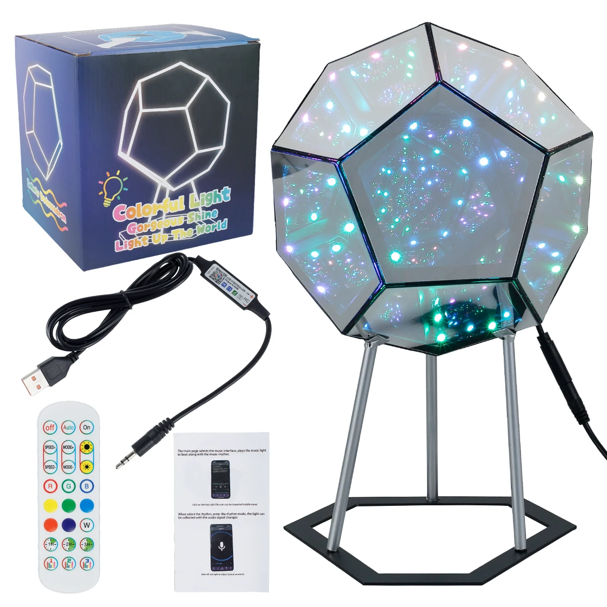 

Infinity Dodecahedron Color Art Light Fantasy Geometry Space LED Art Lamp USB Night Light For Girlfriend Decoration Night Lamp