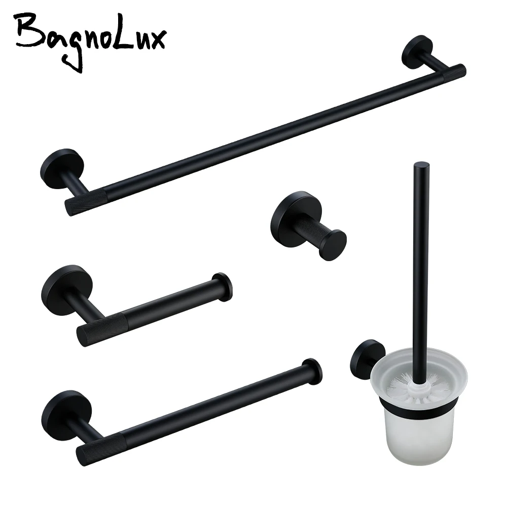 MatteBlackTowelrackWallMountedKnurledTowelHolderPaperHolder