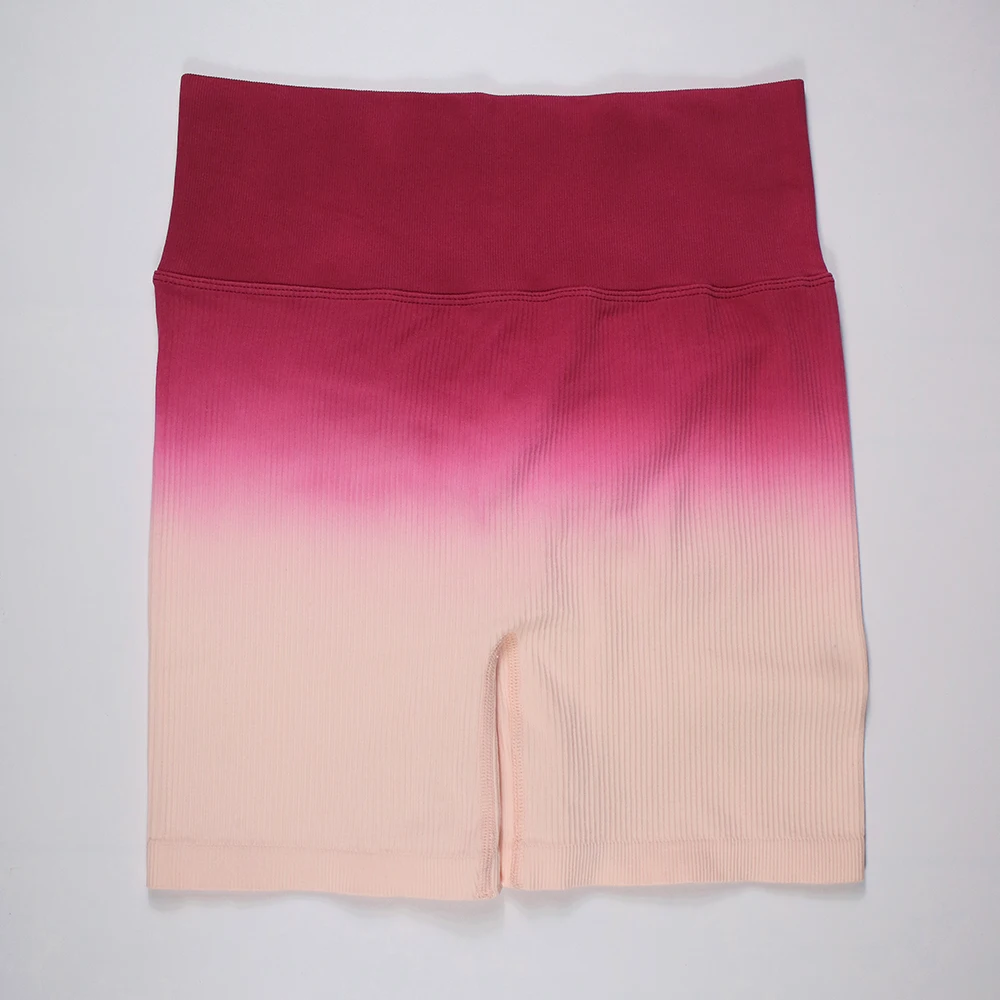 Women Yoga Shorts Sports Lifting Sportswear Fitness Seamless Active Exercise Gym Compression High Waist Shorts Ombre