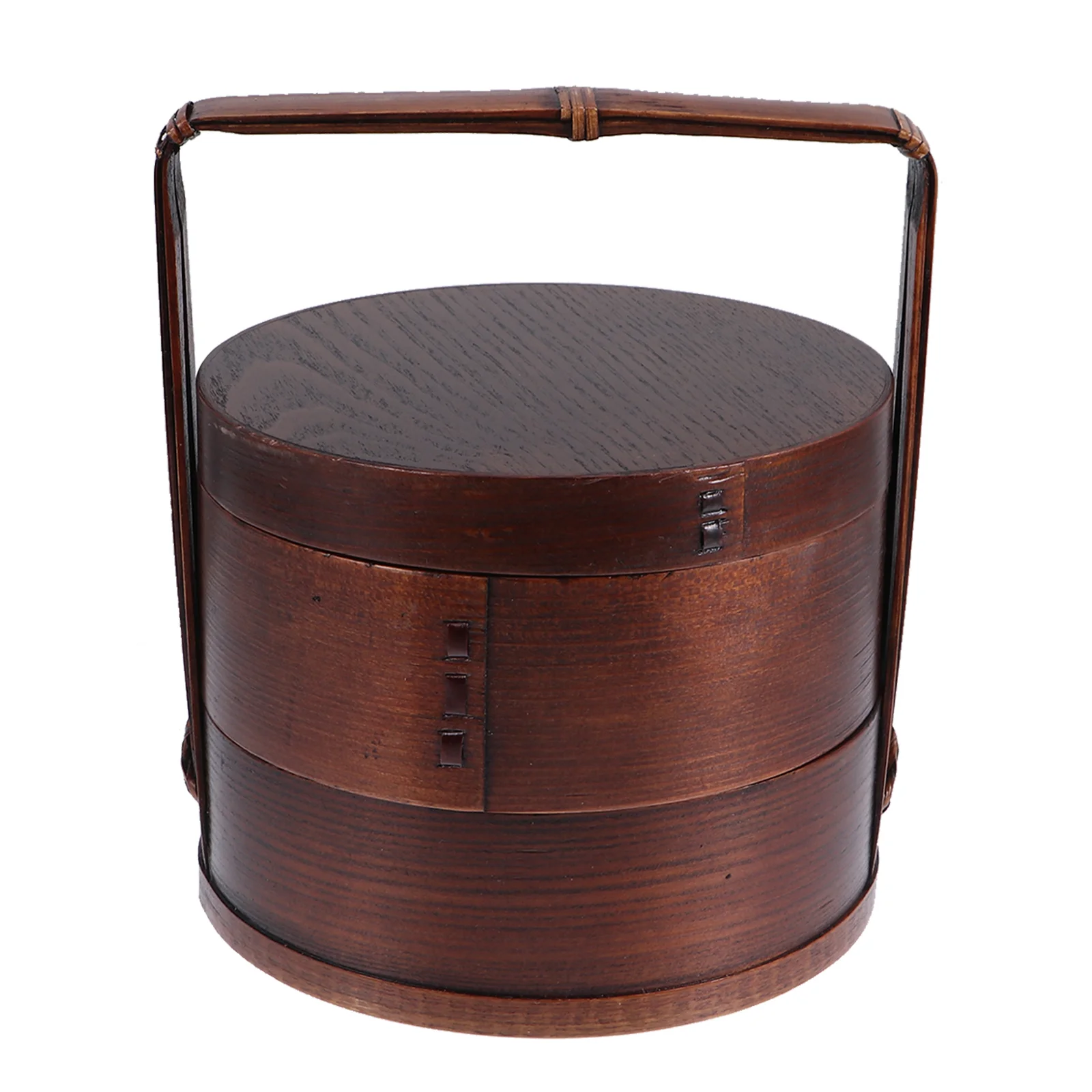 

Wooden Bento Box Double Layer Round Lunch Sushi Box Japanese Style Portable Picnic Food Container Tableware