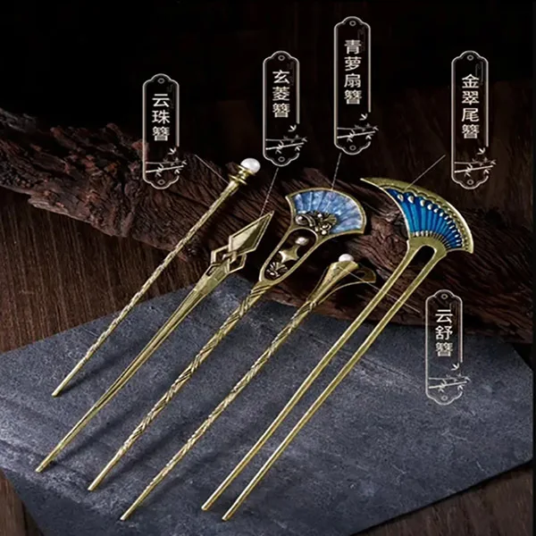 헤어핀을 생각해보세요. 레트로 중국식 머리 장식, 한복 장 헤어핀 및 게임 주변..