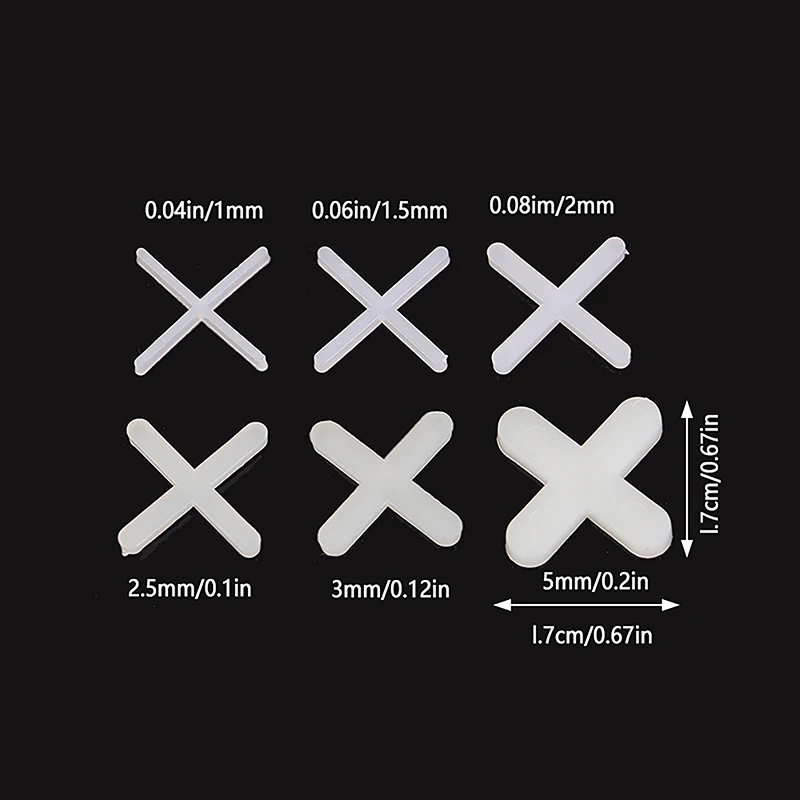 Tile Spacers Tile Leveling Tools 500Pcs 1/1.5/2/2.5/3/5MM Ceramic Tiler Spacer Cross Plastic Tile Plumber Reuseable Leveling System