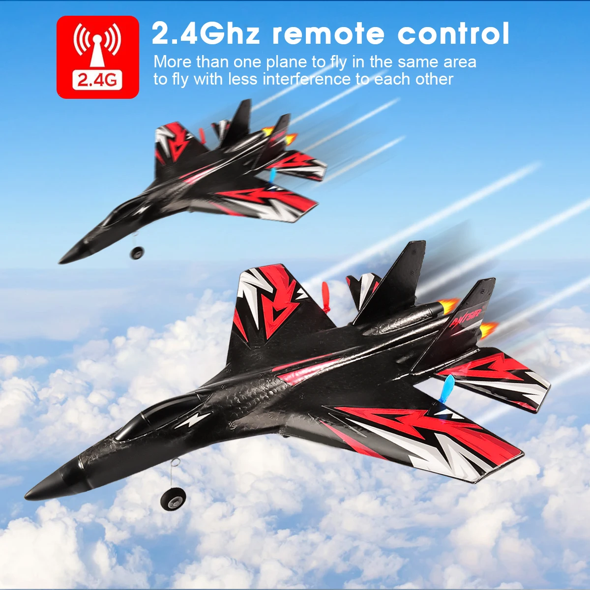 Enfants jouant avec le planeur RC 2.4G 3CH avec gyroscope, profitant d'un vol stable et amusant.