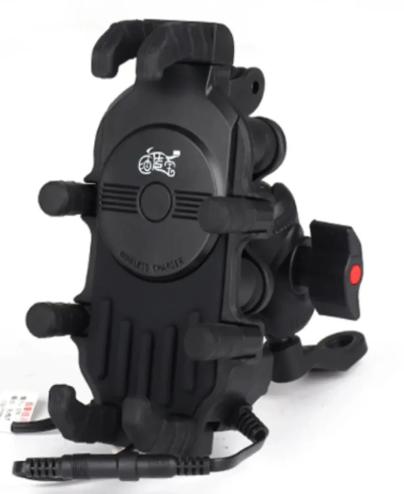 Shock Absorption Motorcycle Cellphone Bracket Bicycle Phone Holder Stand &15W Wireless Charger & 33W Type C Port Charging Mount