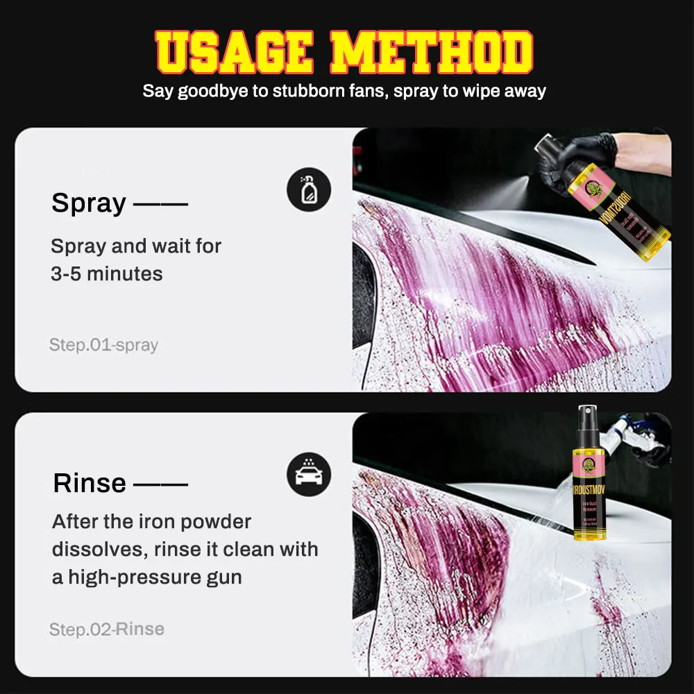 30/100ml Rust Remover Spray Metal Surface Chrome Paint Car Maintenance Iron Powder Cleaning Super Rust Remover Cleaner