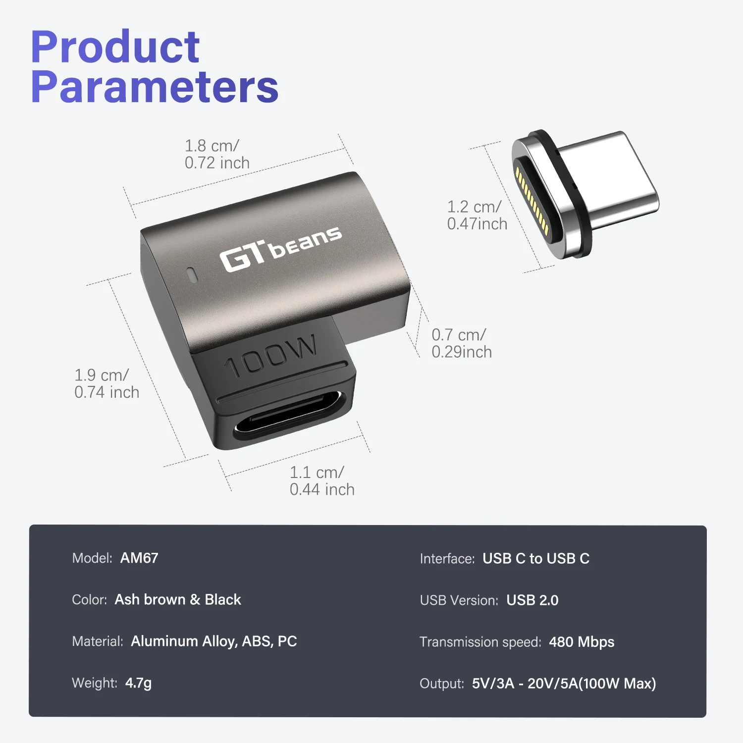 Type C Adapter Magnetic Charging Adapter For USB-C Mobile Phone