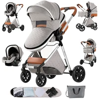 Poussette bébé 3 en 1 avec siège auto, légère, pour bébé, paysage haut, compacte et pliante, pour voyage 1