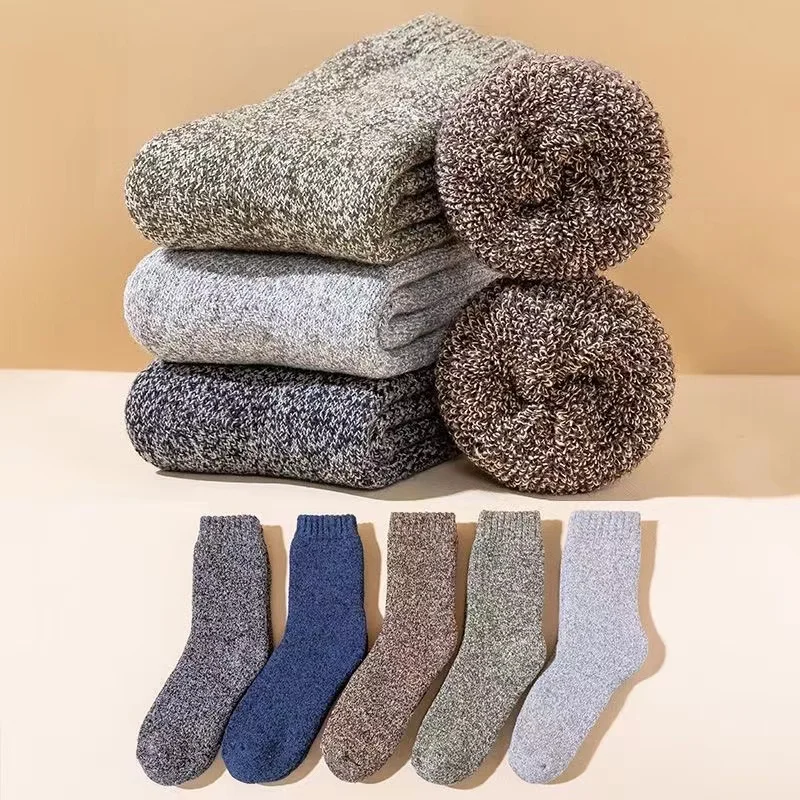 5Pairs Winter Socks Men s Thick Wool Socks Warm Wool Socks Solid Color 5pairs-winter-socks-men-s-thick-wool-socks-warm-wool-socks-solid-color